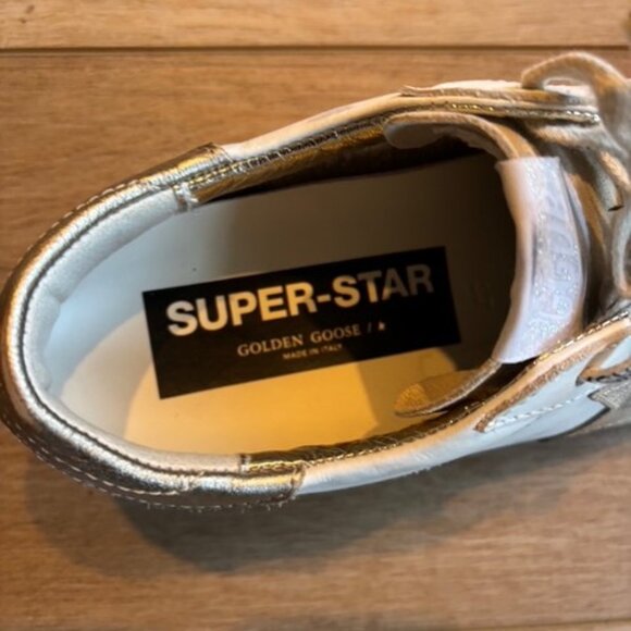 Authentic Golden Goose Super-Star Leather Sneakers Size 37 White and Gold - Picture 8 of 9